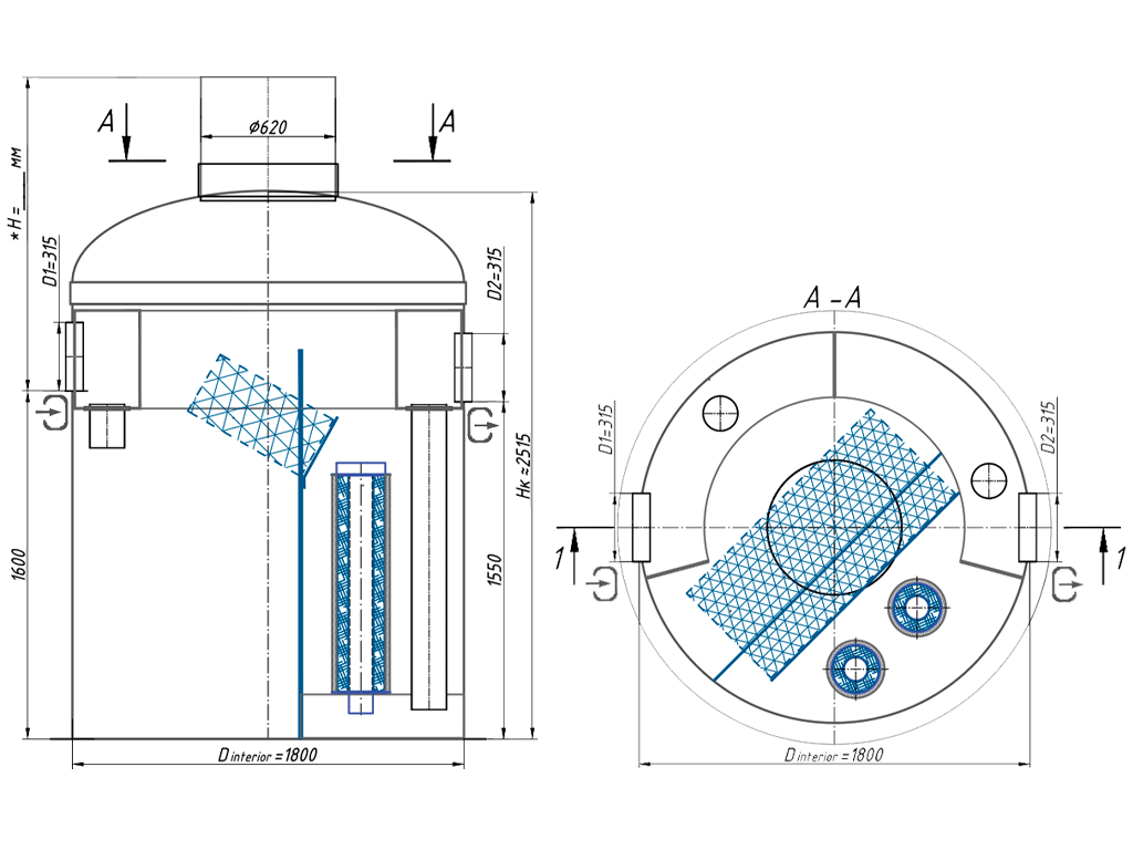 Separator de hidrocarburi si materii in suspensie VODALAND OilAbsorb700, debit Q=10,0 l/s, cu ByPass interior (Q=50,0 l/s)