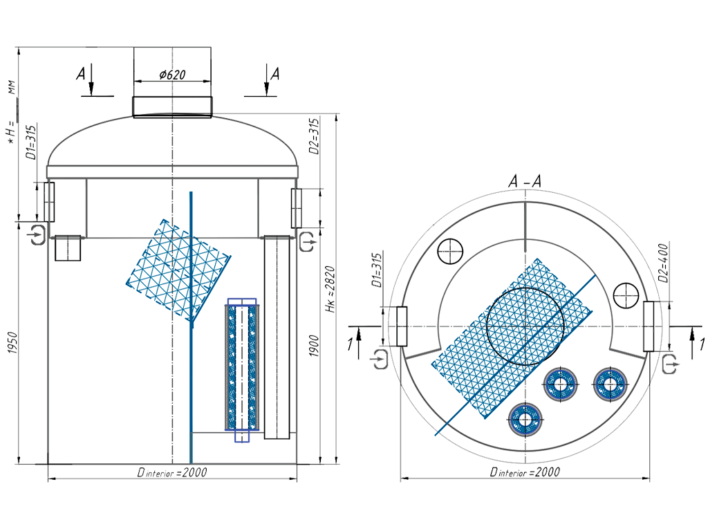 Separator de hidrocarburi si materii in suspensie VODALAND OilAbsorb700, debit Q=15,0 l/s, cu ByPass interior (Q=75,0 l/s)