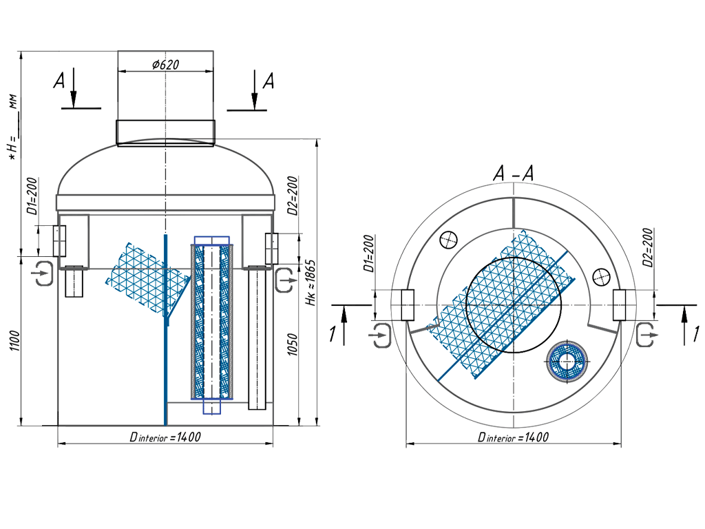 Separator de hidrocarburi si materii in suspensie VODALAND OilAbsorb700, debit Q=3,0 l/s, cu ByPass interior (Q=15,0 l/s)