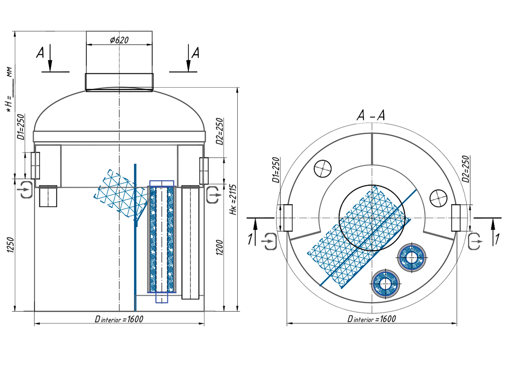 Separator de hidrocarburi si materii in suspensie VODALAND OilAbsorb700, debit Q=6,0 l/s, cu ByPass interior (Q=30,0 l/s)