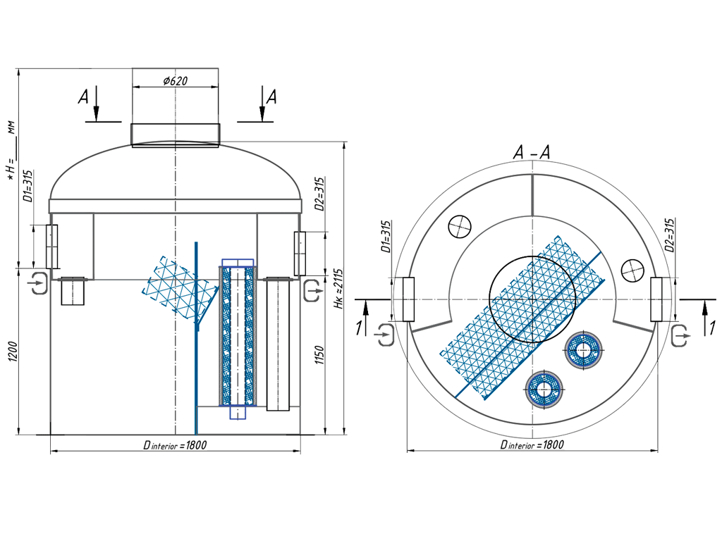 Separator de hidrocarburi si materii in suspensie VODALAND OilAbsorb700, debit Q=8,0 l/s, cu ByPass interior (Q=40,0 l/s)