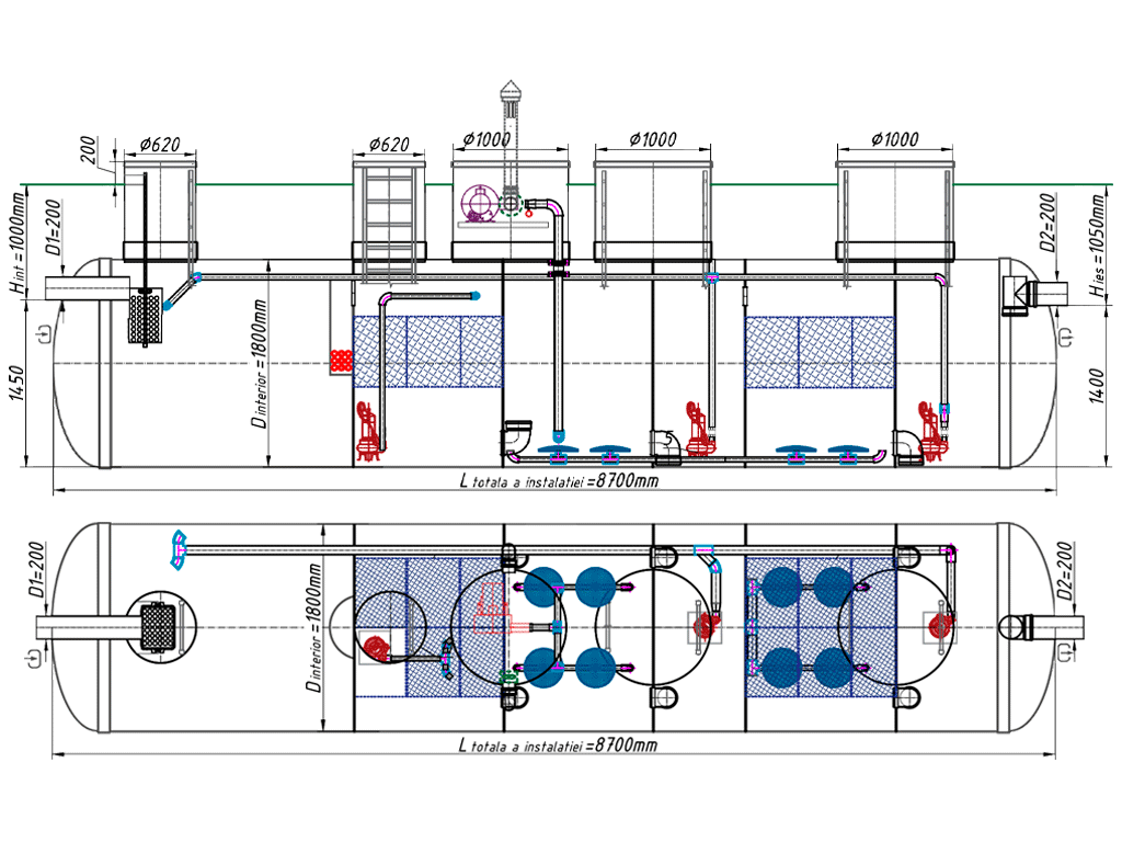 Statie de epurare biologica VODALAND pentru ape uzate menajere, Organic ProCAS-10, debit 10,0m3/24ore