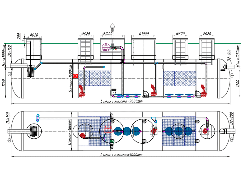 Statie de epurare biologica VODALAND pentru ape uzate menajere, Organic ProCAS-8, debit 8,0m3/24ore