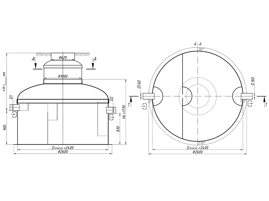 Сепаратор жира (жироуловитель) и взвешенных веществ VODALAND, GBase-10, с расходом Q=10.0 л/с
