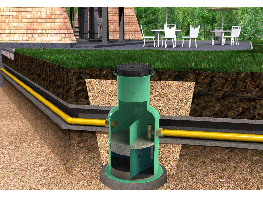 Сепаратор жира (жироуловитель) и взвешенных веществ VODALAND, GBase-20, с расходом Q=20.0 л/с