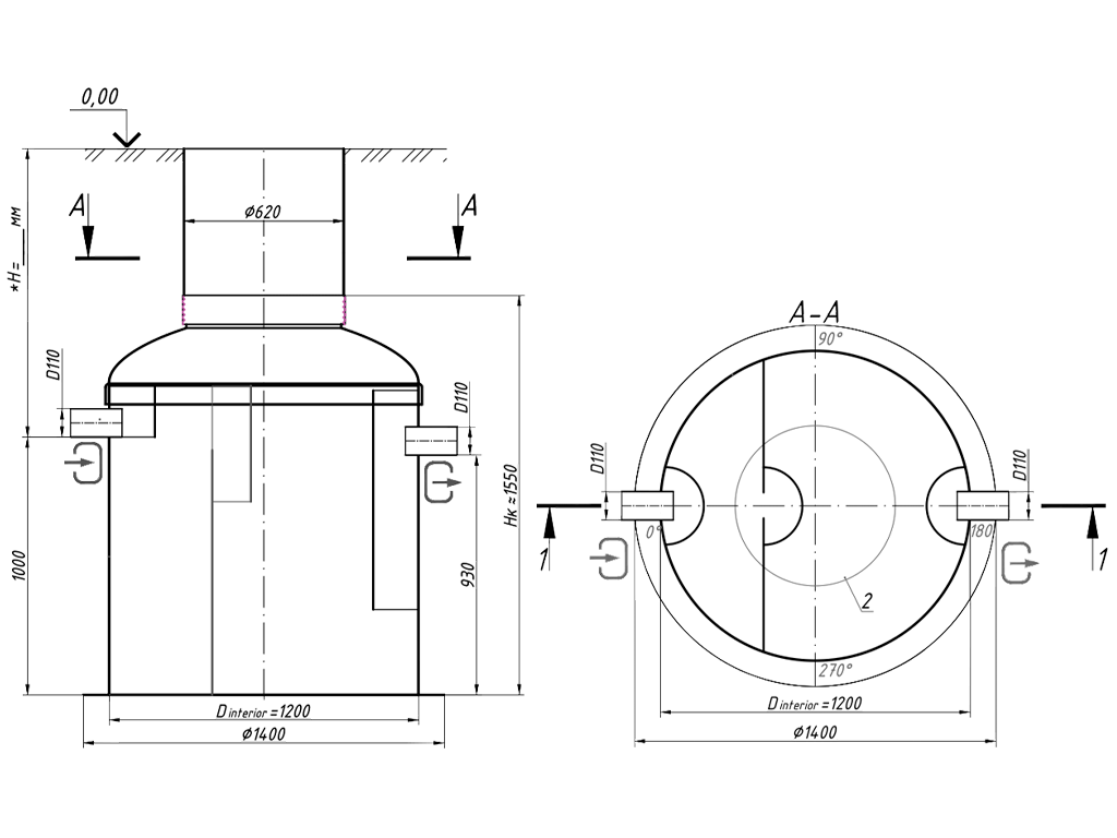 Сепаратор жира (жироуловитель) и взвешенных веществ VODALAND, GBase-3, с расходом Q=3.0 л/с