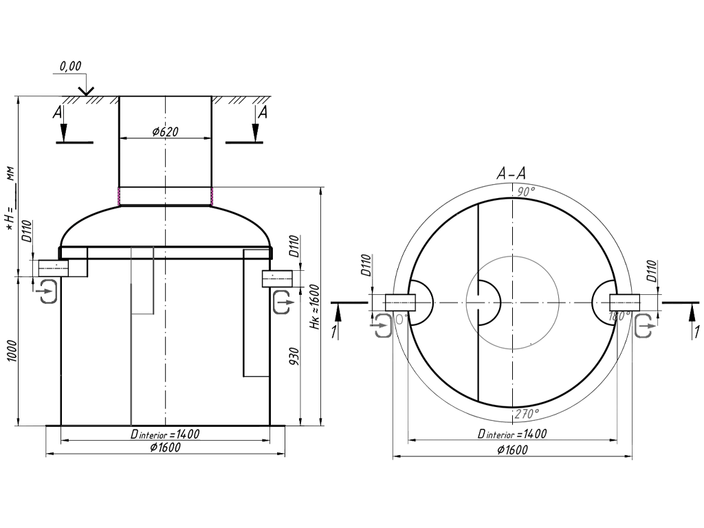 Сепаратор жира (жироуловитель) и взвешенных веществ VODALAND, GBase-4, с расходом Q=4.0 л/с