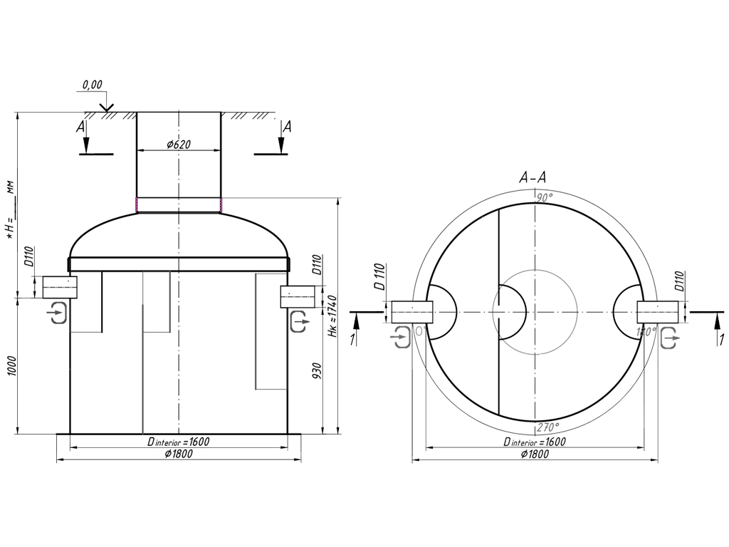 Сепаратор жира (жироуловитель) и взвешенных веществ VODALAND, GBase-5, с расходом Q=5.0 л/с