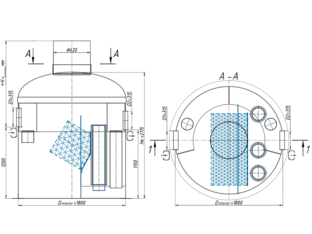 Separator de hidrocarburi si materii in suspensie VODALAND OilPro200-15, debit Q=15,0 l/s, cu ByPass interior (Q=75,0 l/s)