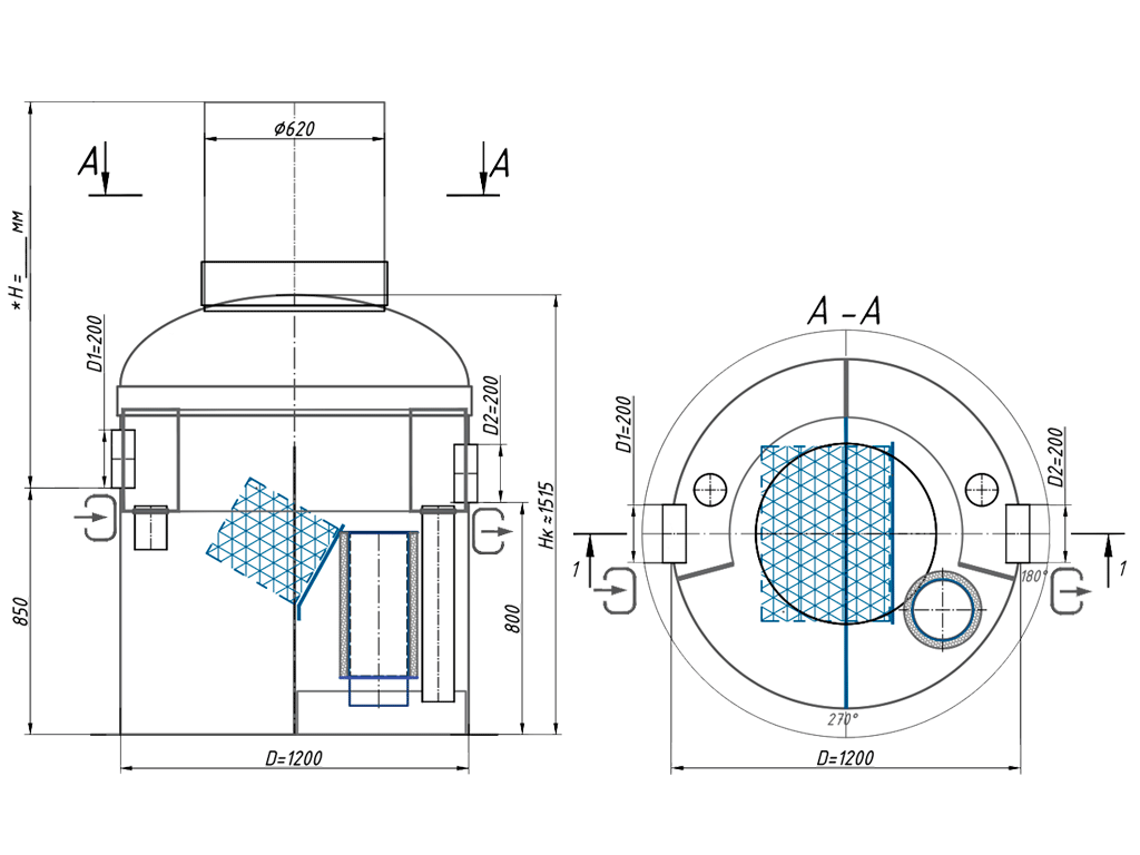 Separator de hidrocarburi și materii în suspensie Vodaland OilPro200-3/15, debit nominal Q=3,0 l/sec dotat cu ByPass interior debit 15,0 l/sec