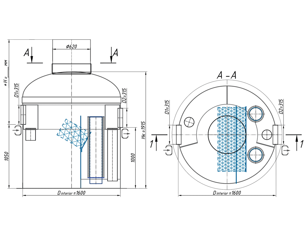 Separator de hidrocarburi si materii in suspensie VODALAND OilPro200-8, debit Q=8,0 l/s, cu ByPass interior (Q=40,0 l/s)