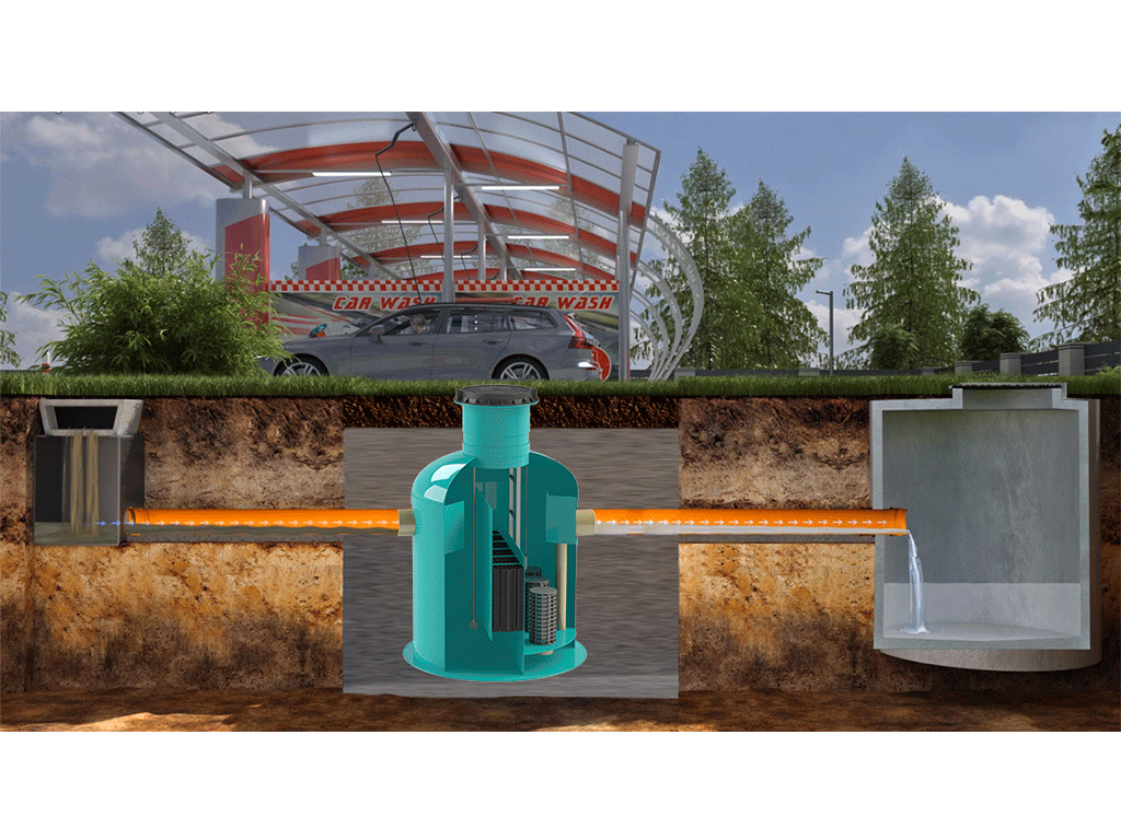 Separator de hidrocarburi si materii in suspensie VODALAND OilPro200-8, debit Q=8,0 l/s, cu ByPass interior (Q=40,0 l/s)