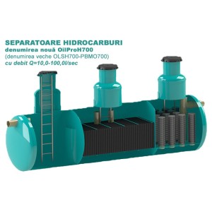 Сепаратор нефтепродуктов VODALAND OilProH700, рабочий расход Q=10,0-100,0 л/с, горизонтальное исполнение. 