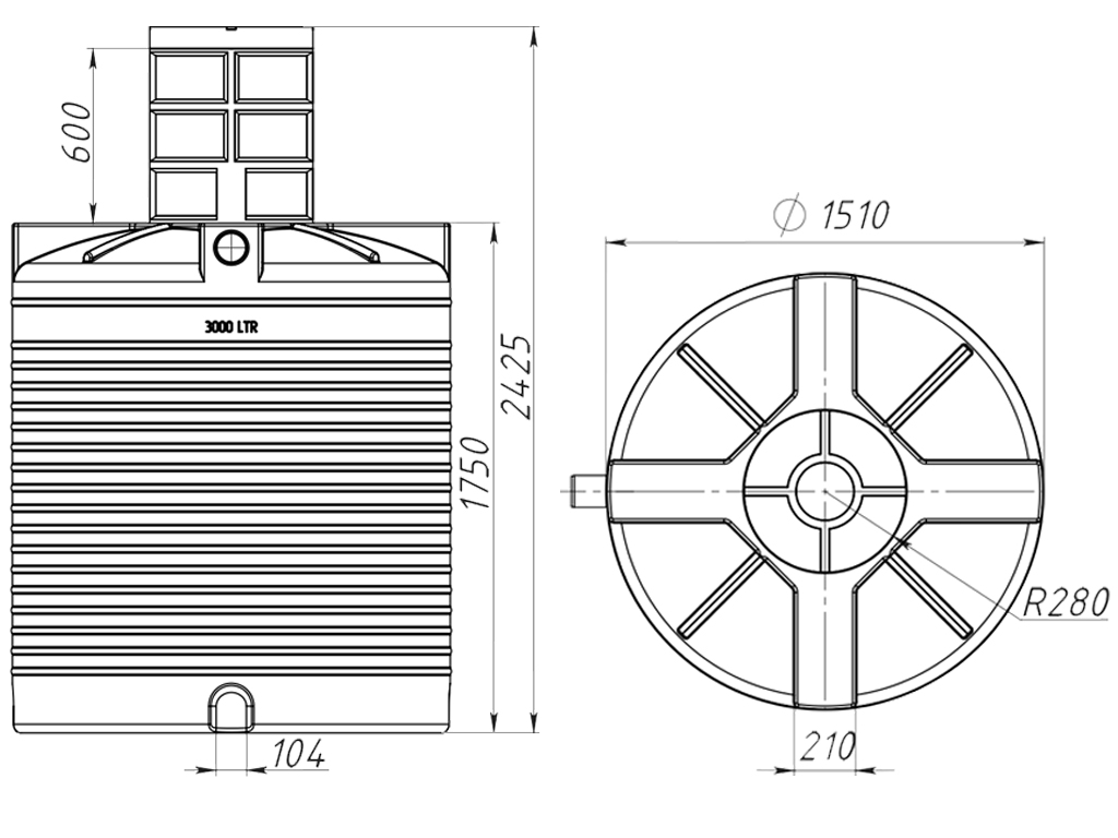 Выгребная яма пластиковая 3000 литров