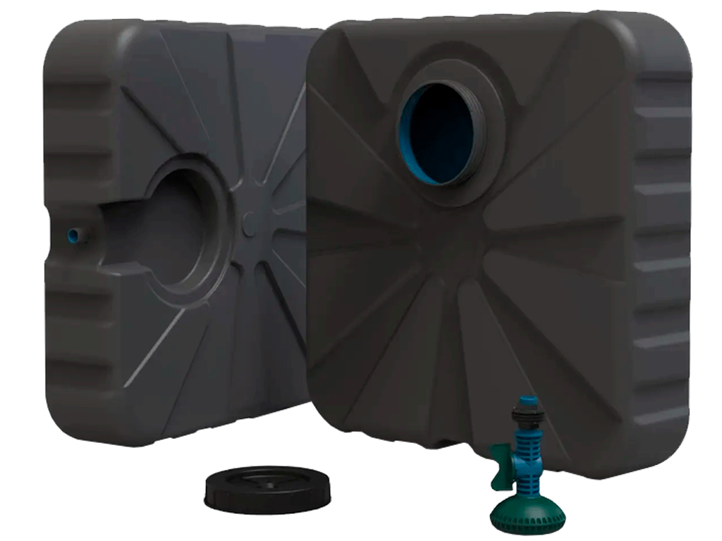 Rezervor PATRAT pentru dus de vara, cu volum W=75 litri, dotat cu para si robinet (600x600x245)