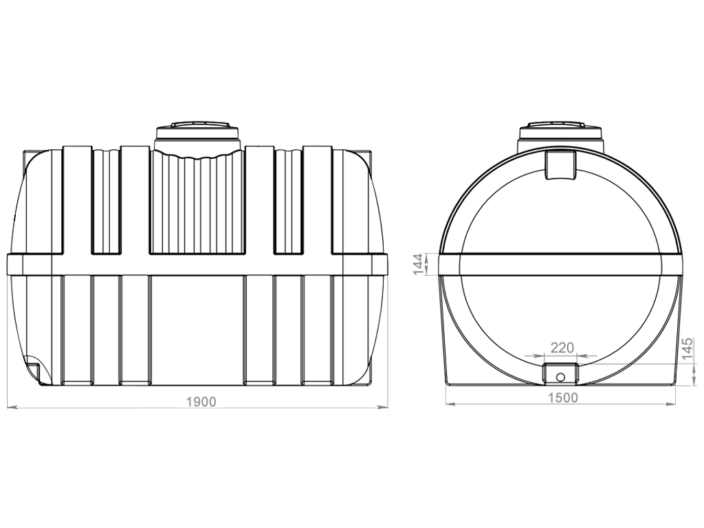 Rezervor din plastic, dublu strat, pentru apa potabila volum 3000 litri, orizontal (1900mmx1500mmxH1520mm)