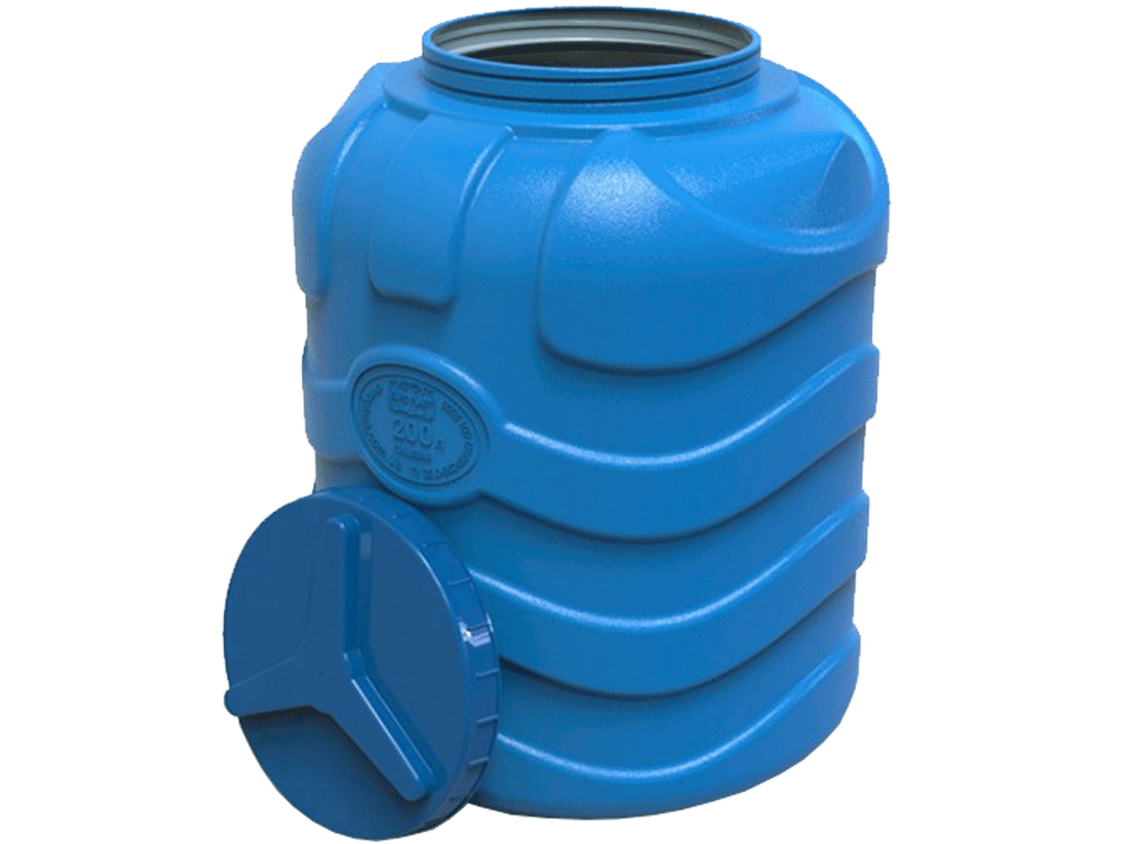 Емкость 200 литров пластиковая пищевая вертикальная трехслойная, (D630xH790мм)