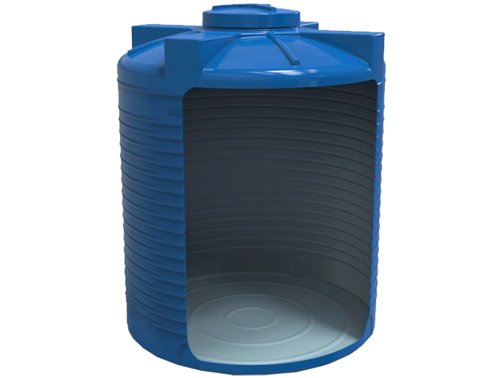 Rezervor din plastic, dublu strat, pentru apa potabila volum 3000 litri, vertical (D1510xH1800mm)
