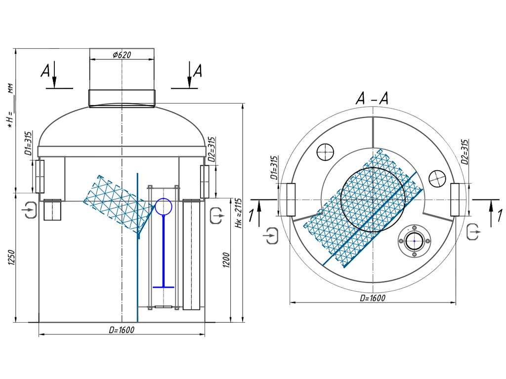 Separator de hidrocarburi și materii în suspensie Vodaland OilBase200-10/50, debit nominal Q=10,0 l/sec dotat cu ByPass interior debit 50,0 l/sec