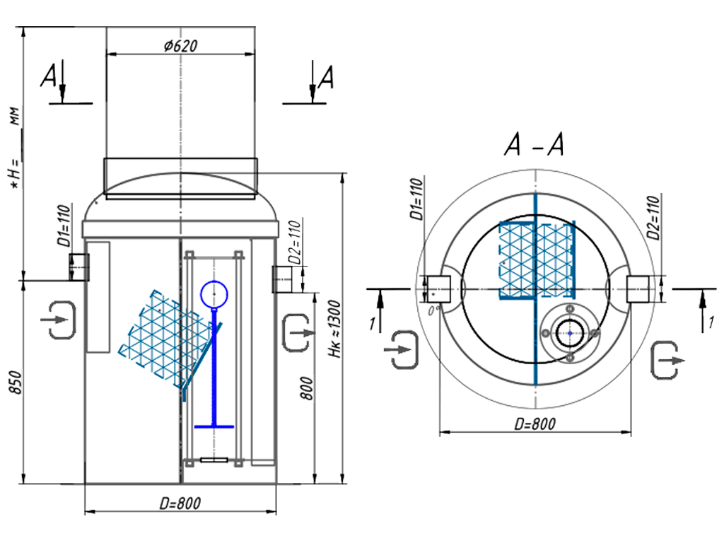 Separator de hidrocarburi și materii în suspensie Vodaland, OilBase200-1, cu debit Q=1,0 l/sec
