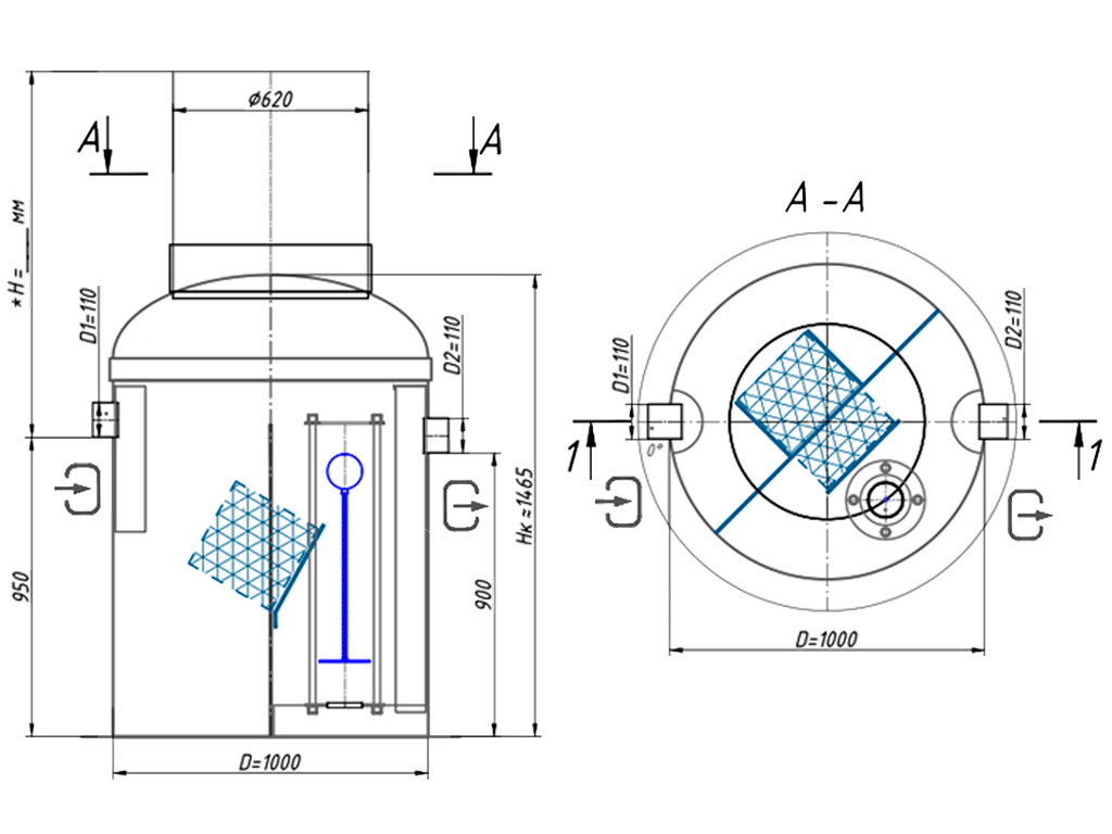 Separator de hidrocarburi și materii în suspensie Vodaland, OilBase200-2, cu debit Q=2,0 l/sec