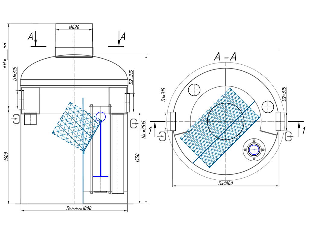 Separator de hidrocarburi și materii în suspensie Vodaland OilBase200-20/100, debit nominal Q=20,0 l/sec dotat cu ByPass interior debit 100,0 l/sec
