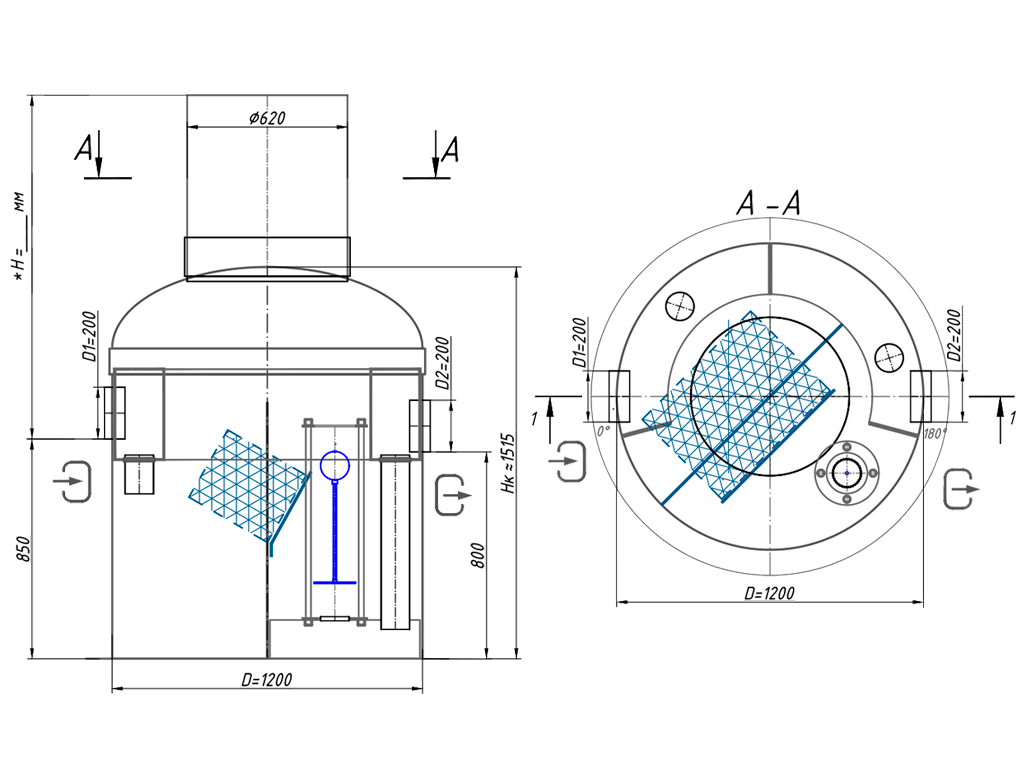 Separator de hidrocarburi și materii în suspensie Vodaland OilBase200-3/15, debit nominal Q=3,0 l/sec dotat cu ByPass interior debit 15,0 l/sec