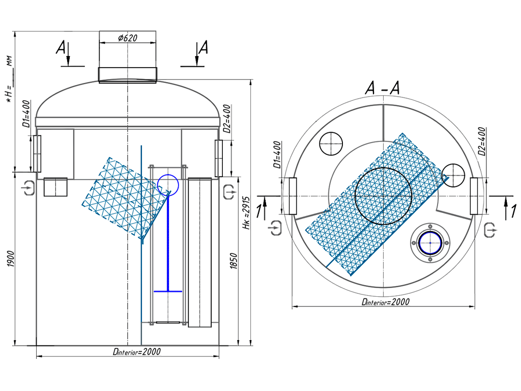 Separator de hidrocarburi și materii în suspensie Vodaland OilBase200-30/150, debit nominal Q=30,0 l/sec dotat cu ByPass interior debit 150,0 l/sec