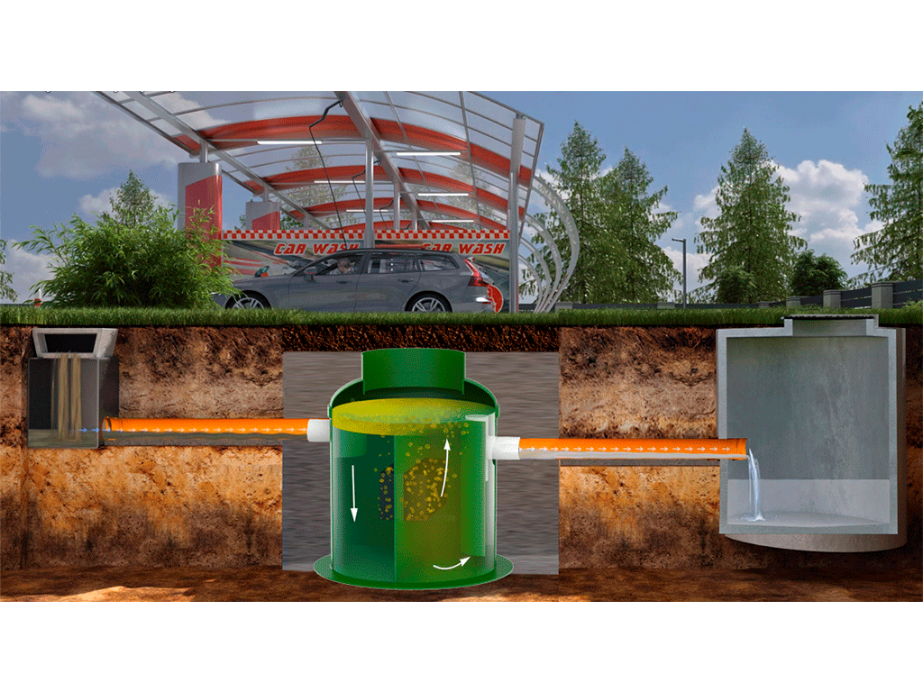 Separator de hidrocarburi și materii în suspensie Vodaland OilBase200-35/175, debit nominal Q=35,0 l/sec dotat cu ByPass interior debit 175,0 l/sec