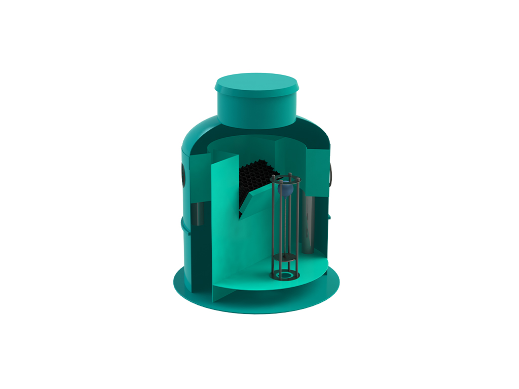 Separator de hidrocarburi și materii în suspensie Vodaland OilBase200-8/40, debit nominal Q=8,0 l/sec dotat cu ByPass interior debit 40,0 l/sec