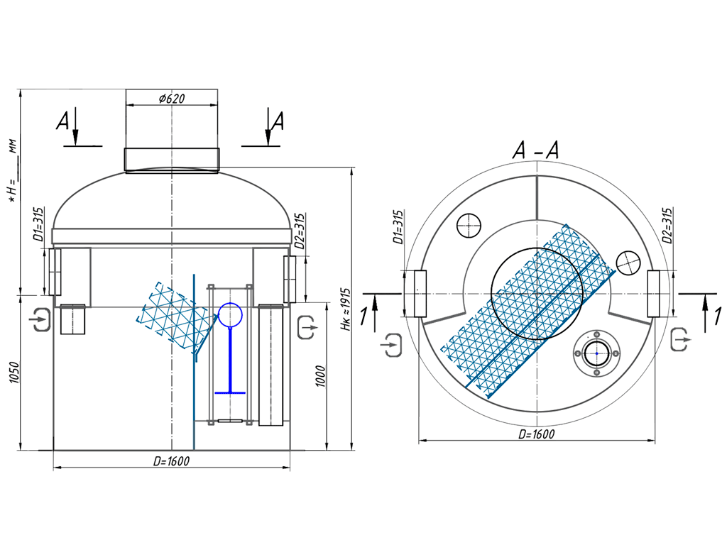 Separator de hidrocarburi și materii în suspensie Vodaland OilBase200-8/40, debit nominal Q=8,0 l/sec dotat cu ByPass interior debit 40,0 l/sec