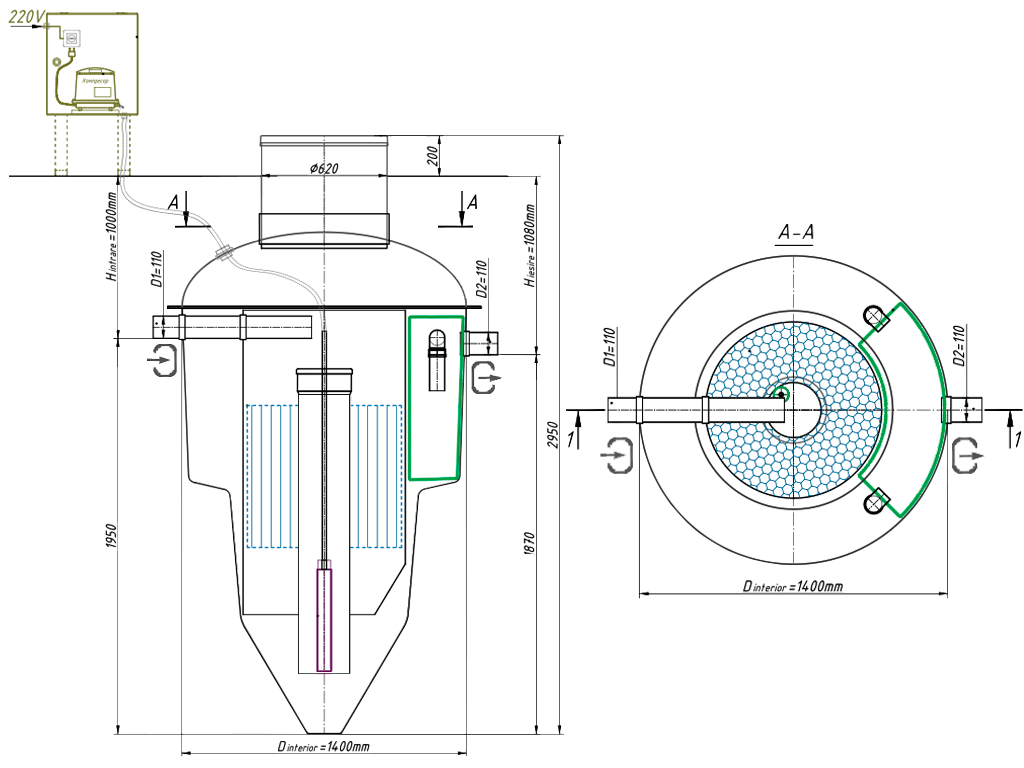 Statie de epurare biologica Organic Easy-5, pentru ape uzate menajere, cu debit 0,75 m3/24ore
