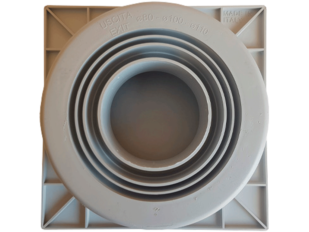 Trap pentru baie PP cu gratar PP 200x200x70mm, cu iesire verticala D=80/100/110mm