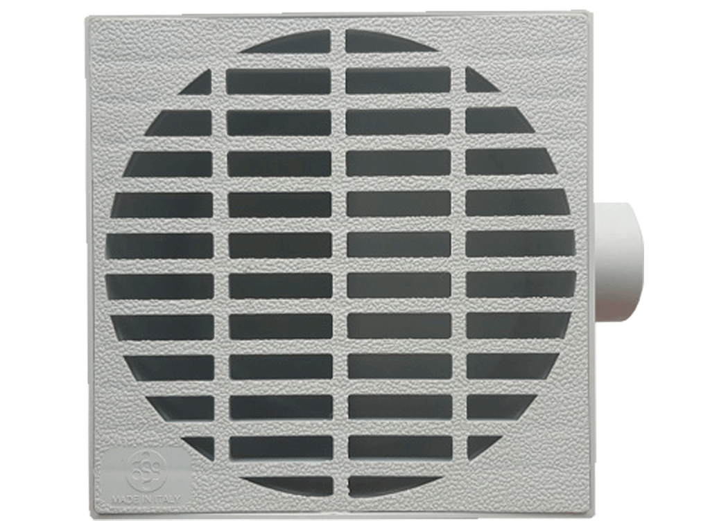 Трап для душа ПП с решеткой ПП 150x150xН70-110мм, с горизонтальным выходом D=50мм