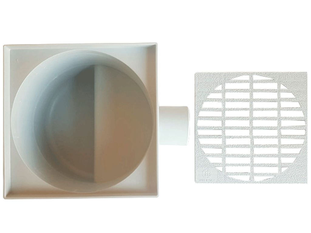 Трап для душа ПП с решеткой ПП 150x150xН70-110мм, с горизонтальным выходом D=50мм