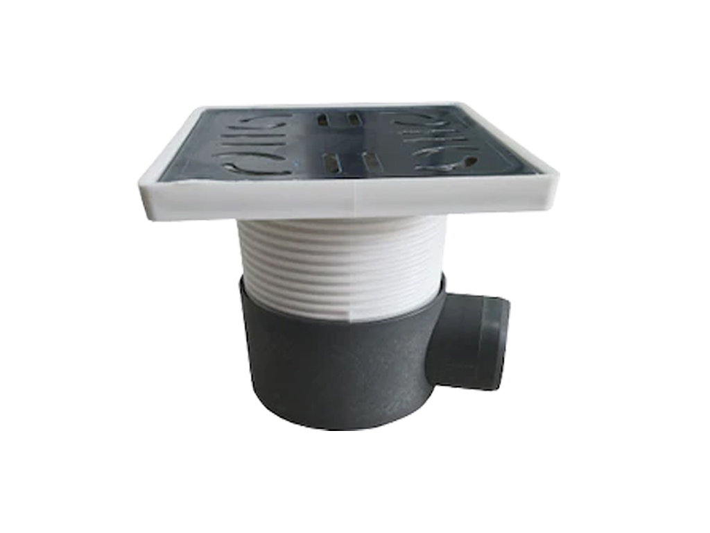 Трап для душа ПП с решеткой нержавеющей  H=90-120mm, с горизонтальным выходом D=50mm.