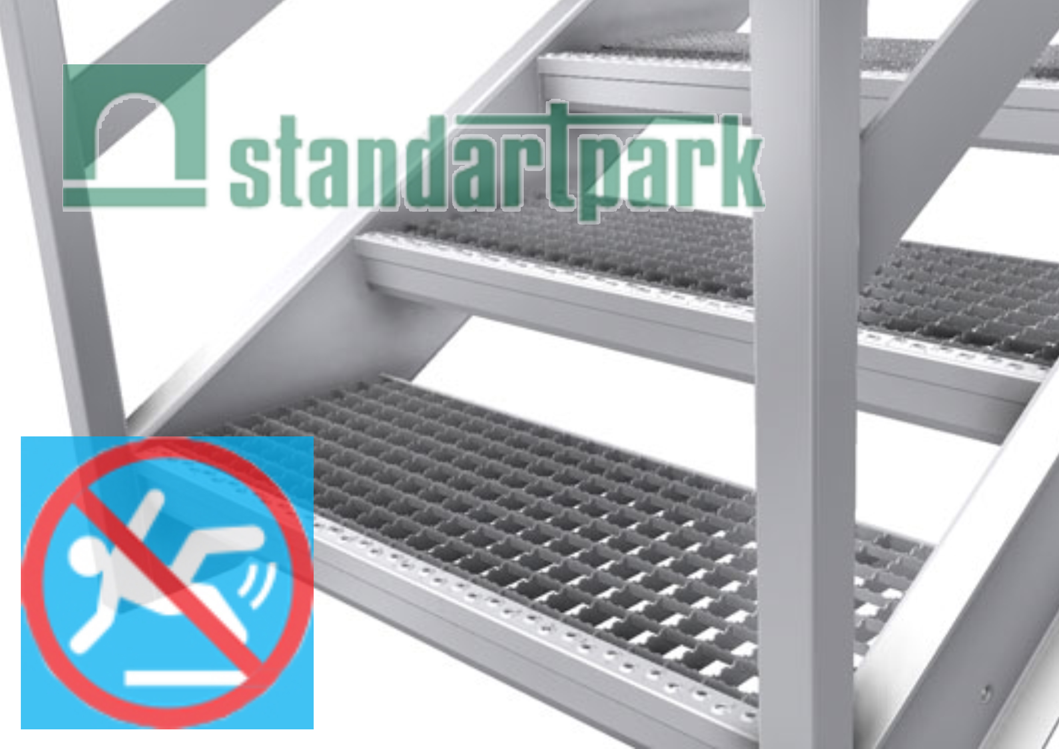 Ступени из прессованного настила, с ячейкой 33х33 мм