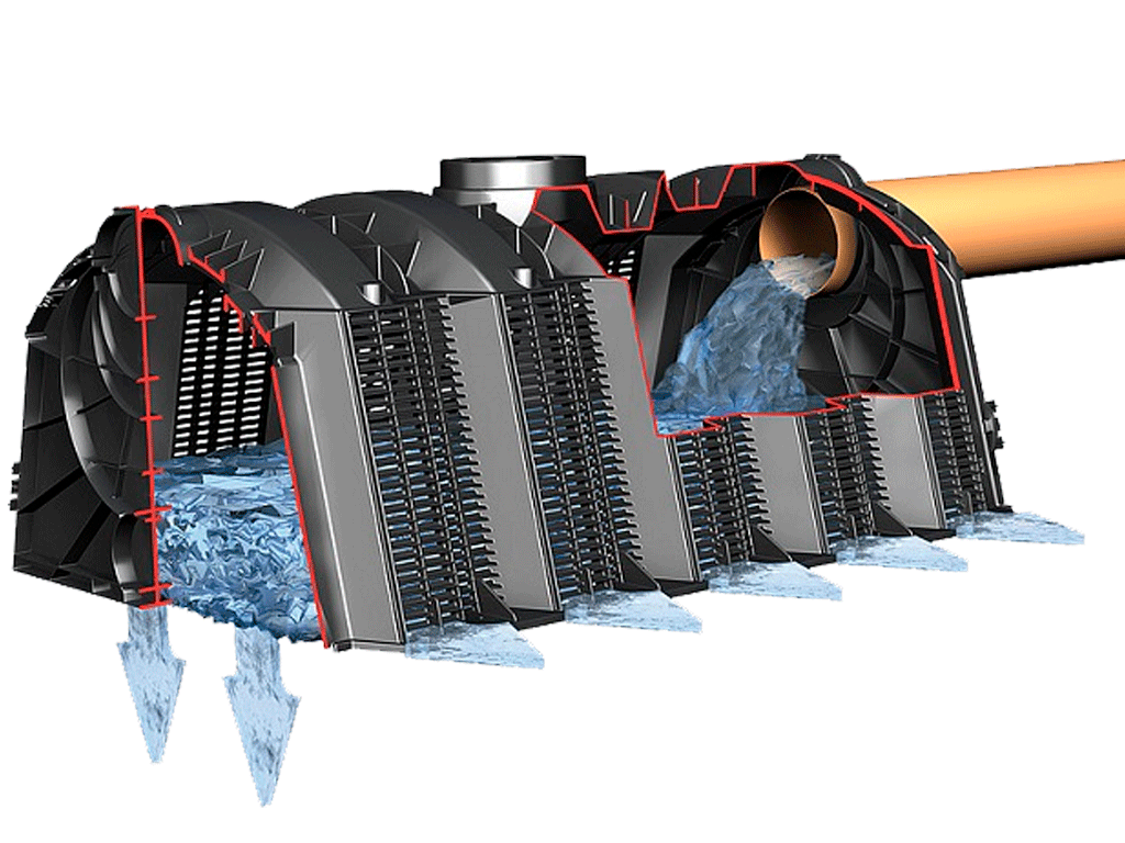 Tunel de drenaj DS-300 (1160x800x510) cu volum W=300l dotat cu set din 2 placi de capat