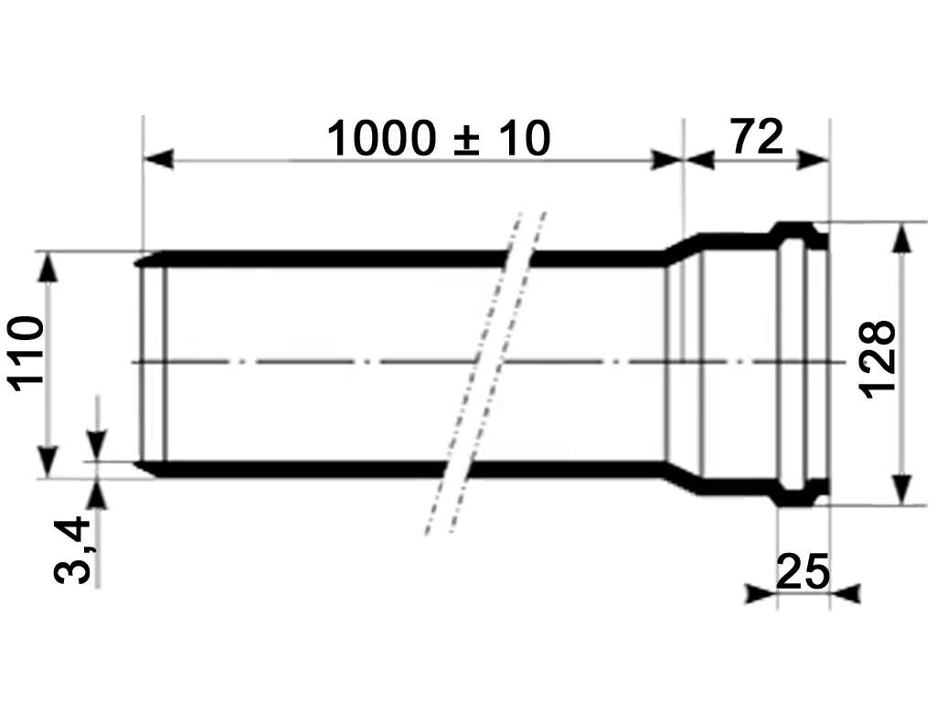 Труба ПП шумопоглощающая Ultra dB D110мм длиной l=1000мм, многослойная, для внутренней канализации