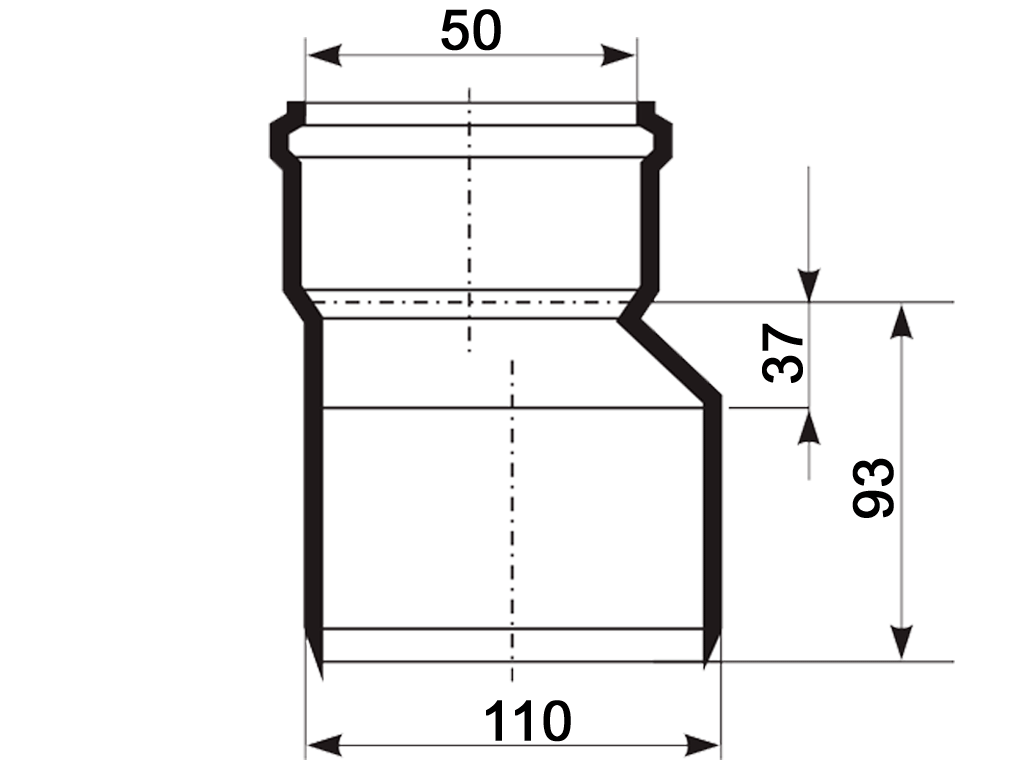 Редукция, ПП, D110-D50мм, Ultra dB, шумопоглощающая, для труб D110 и D50 использованных в внутренней канализации