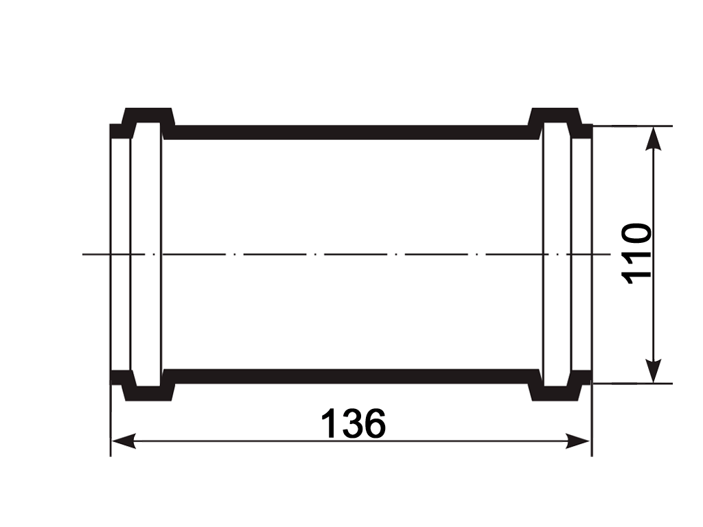 Муфта надвижная ПП, D110мм, шумопоглощающая, для труб D110 использованных в внутренней канализации
