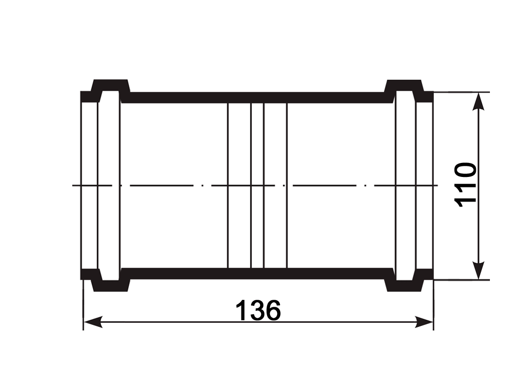Муфта  с ограничителем, ПП, D110мм, шумопоглощающая, для труб D110 использованных в внутренней канализации