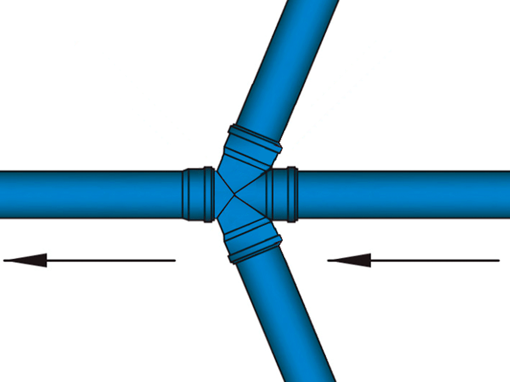 Крестовина, ПП, D110x110мм, на 67 градусов, шумопоглощающая, для труб D110 использованных в внутренней канализации