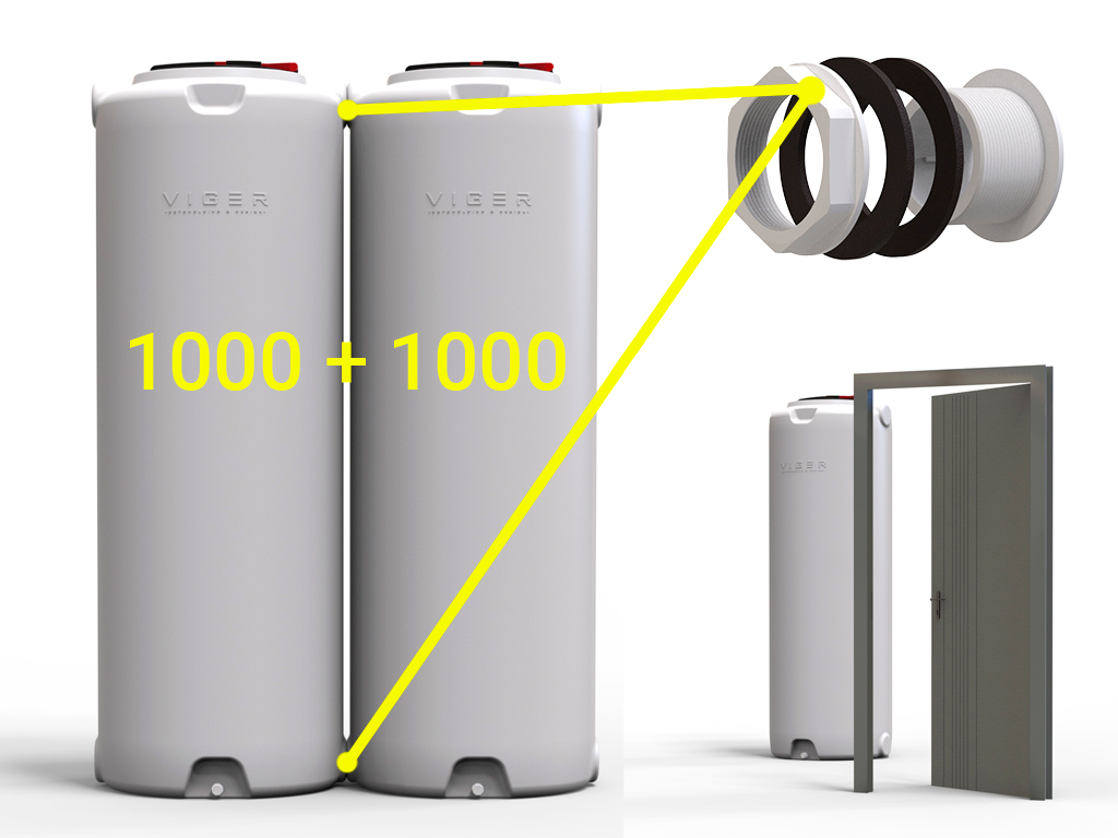 Rezervor vertical pentru apă potabilă volum 1000 litri, culoare albă, din polietilena MDPE (D=790mm; H=2344mm)