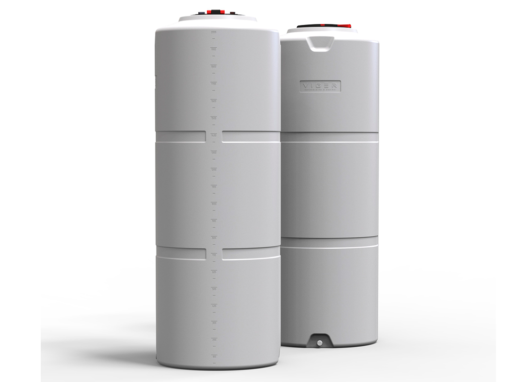 Rezervor vertical pentru apă potabilă volum 2000 litri, culoare albă, din polietilenă MDPE (D=1000mm; H=2795mm)