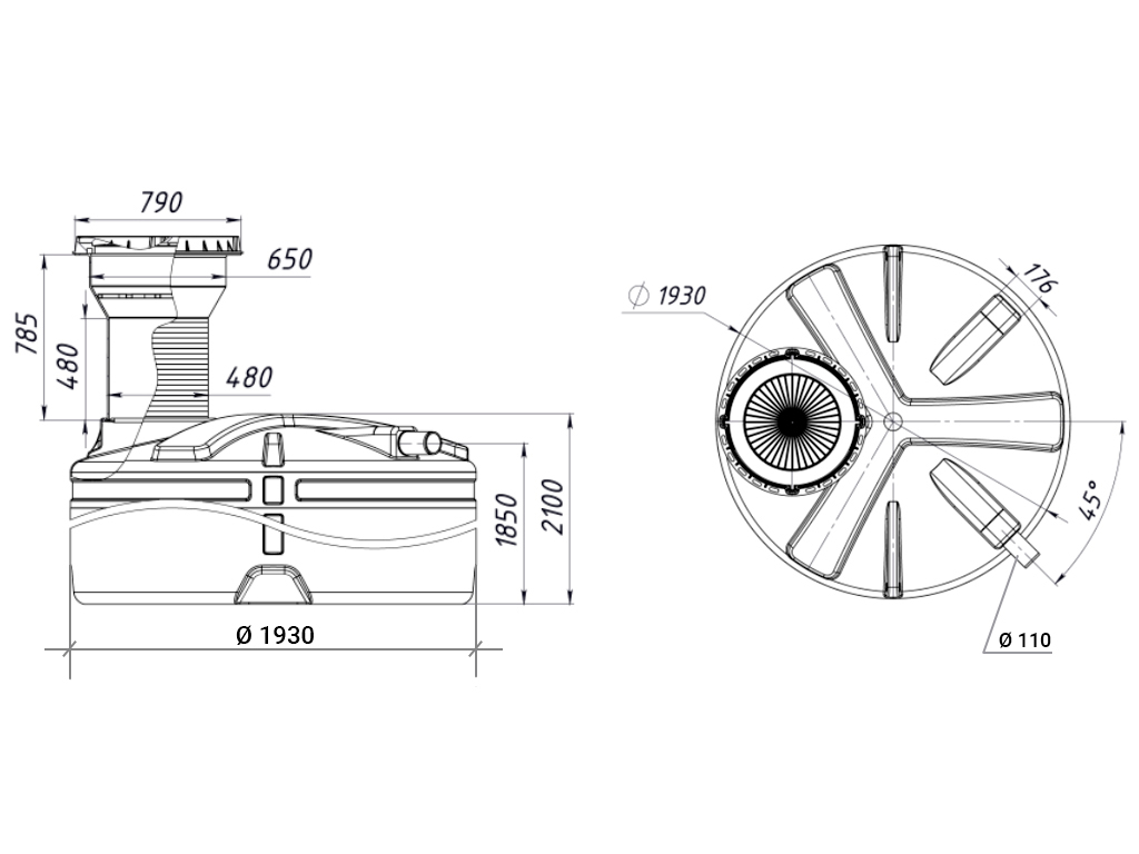 Hazna (rezervor) pentru apă uzată sau tehnică, cu volum 5000 litri