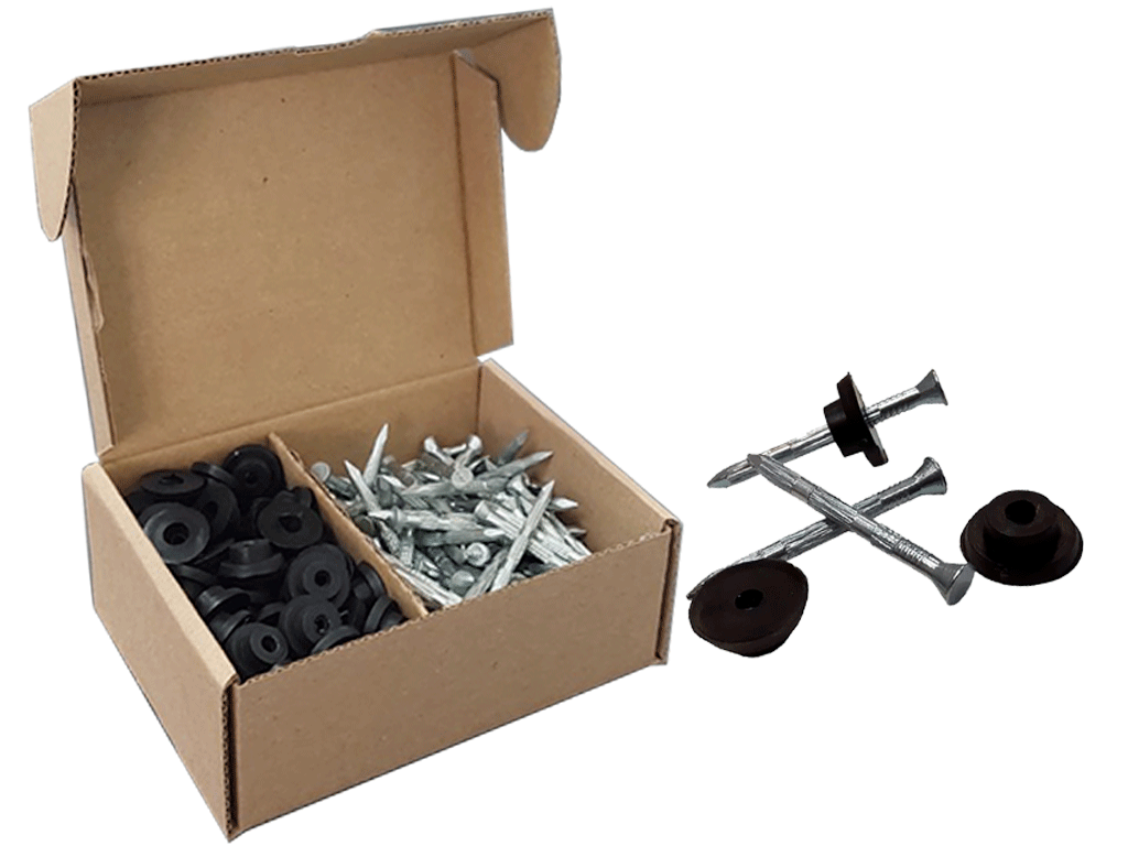 Cuie din oțel L=45mm cu saibe din cauciuc, pentru fixare membrana profilata (cutie 100 buc.)