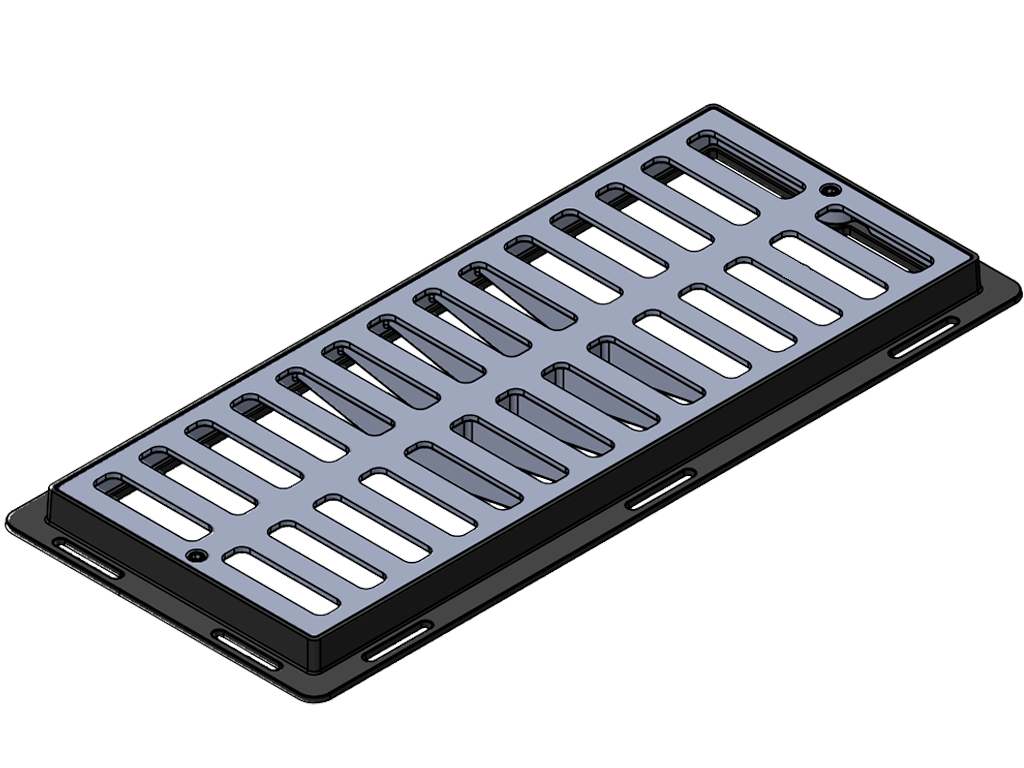 Gratar pluvial din fonta ductilă cu rama 905x402x41mm, dotat cu 2 lacate, clasa de incarcare C250 