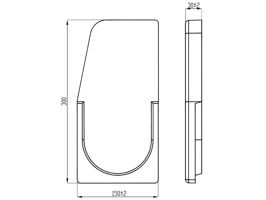 Заглушка для полимербетонного Бордюра DN100 H300 полимербетонная начальная