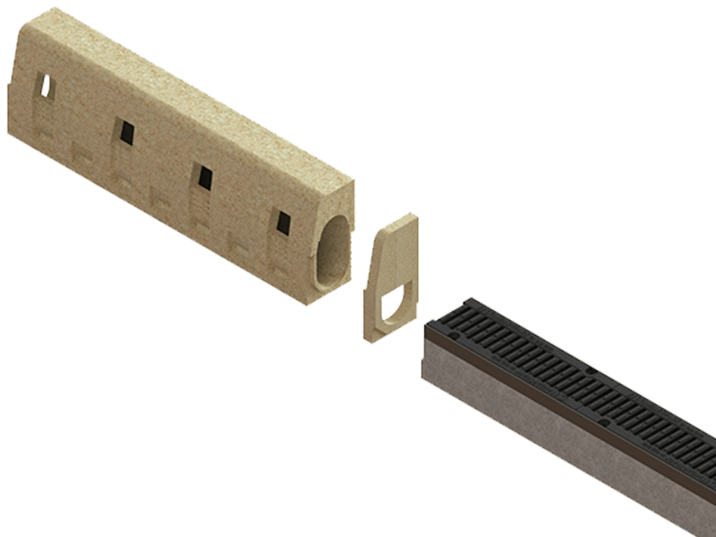 Переходник для Бордюра полимербетонного Mono DN100 H300 полимербетонный конечный